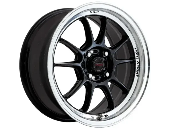 15" A-Line VR-3 4/100 Diamond Black Alloy Wheels