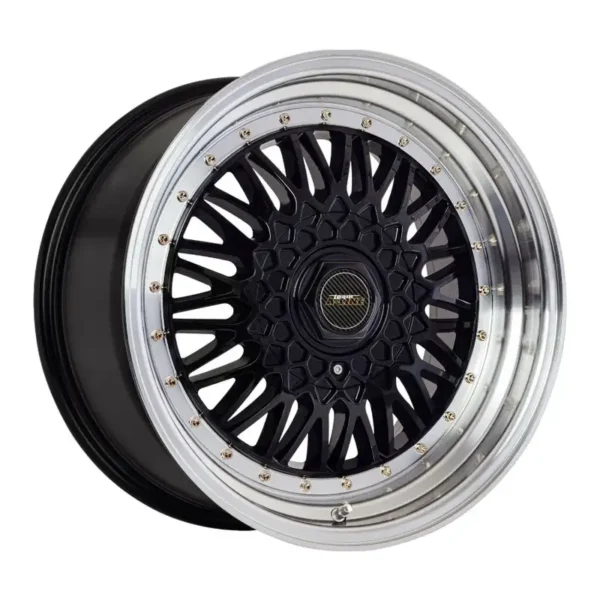 17" A-Line Villain 4/100 & 4/114 Black machine Lip Alloy Wheels with Gold Rivet